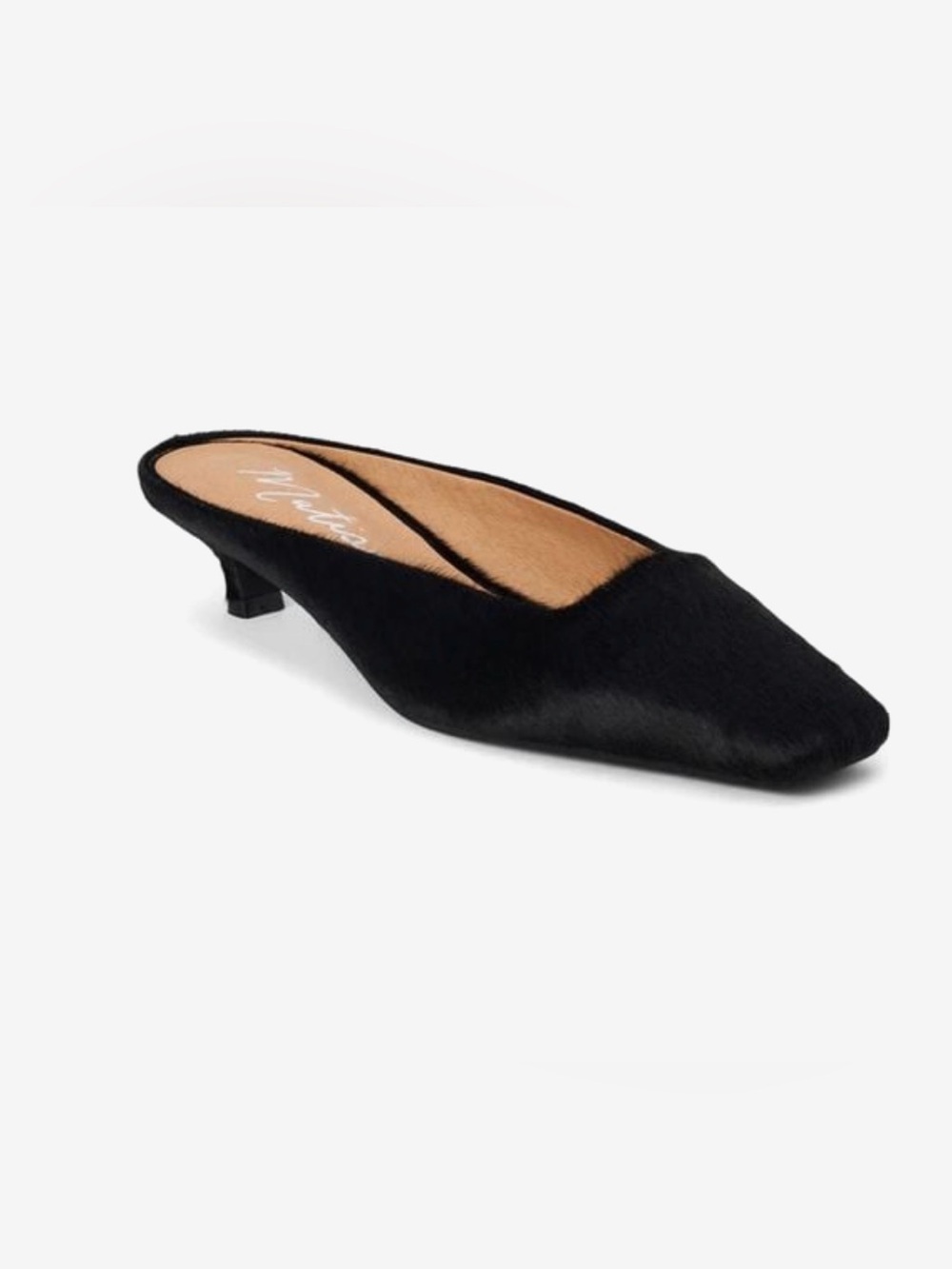 Matisse Classy Black Calf Hair Kitten Heel Mules Square Toe Women’s 9M